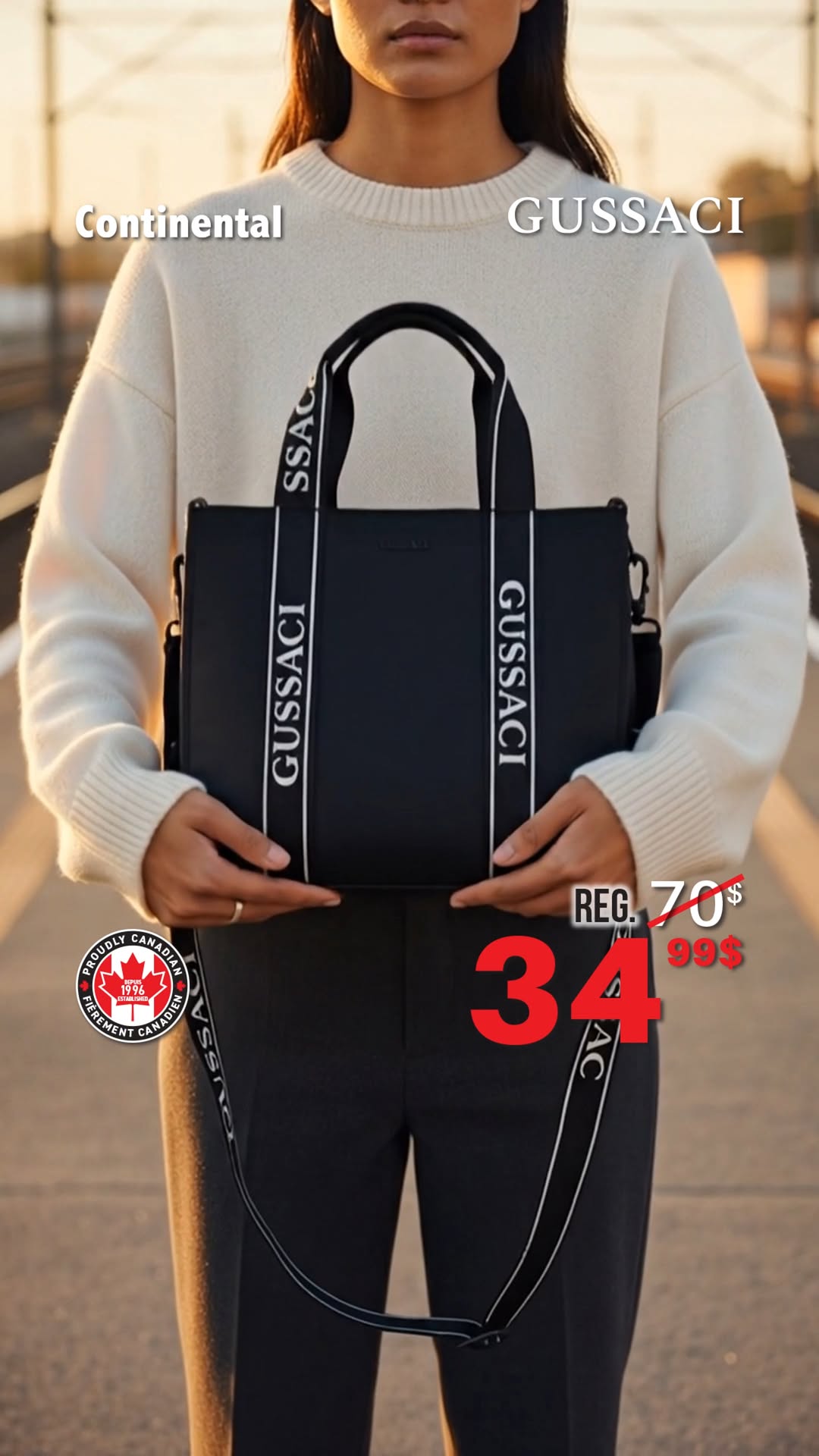 Image officielle de la plus récente vidéo Instagram présentant des sacs Gussaci à 34,99 $