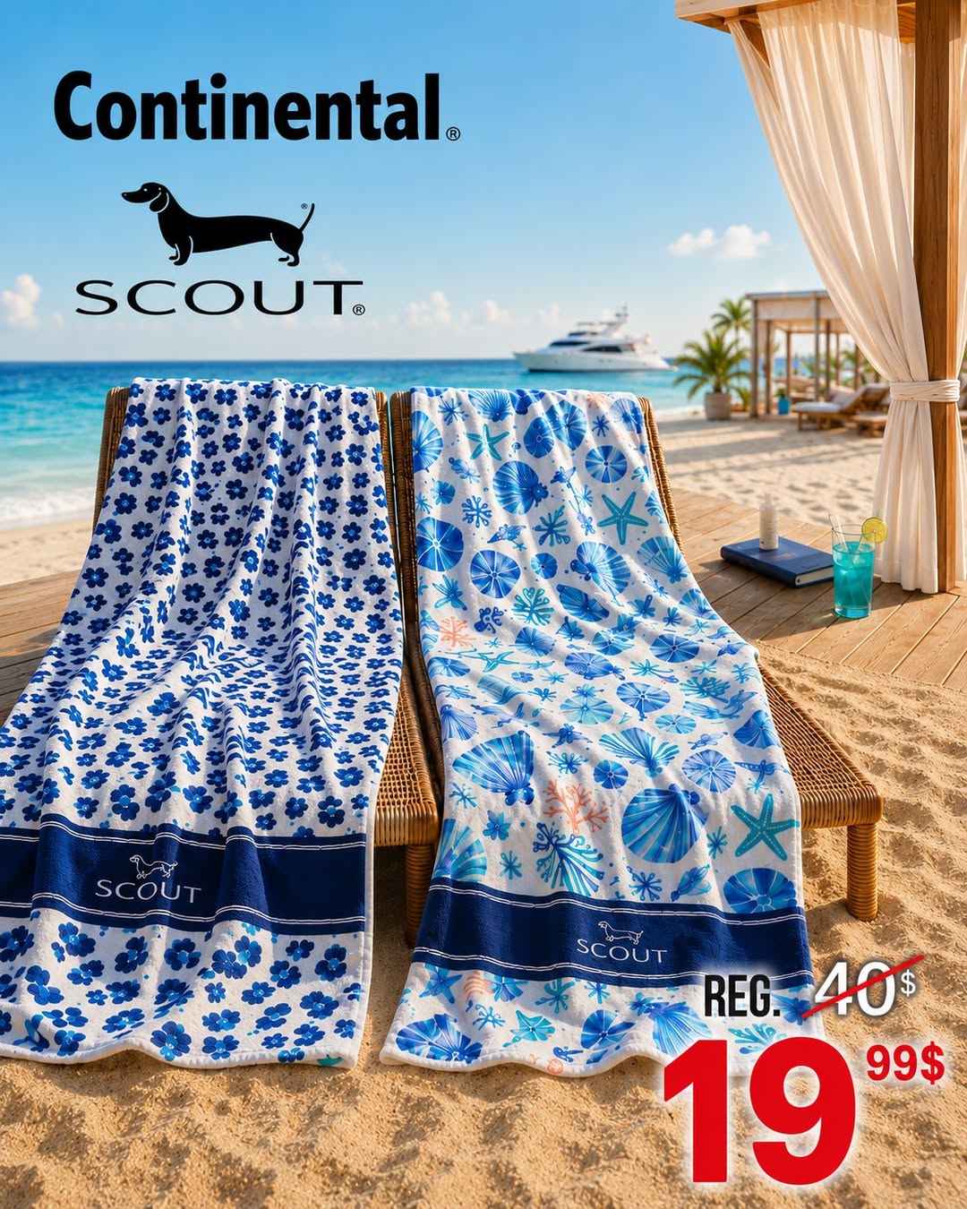 Publication officielle Continental présentant des serviettes Scout à 19,99 $