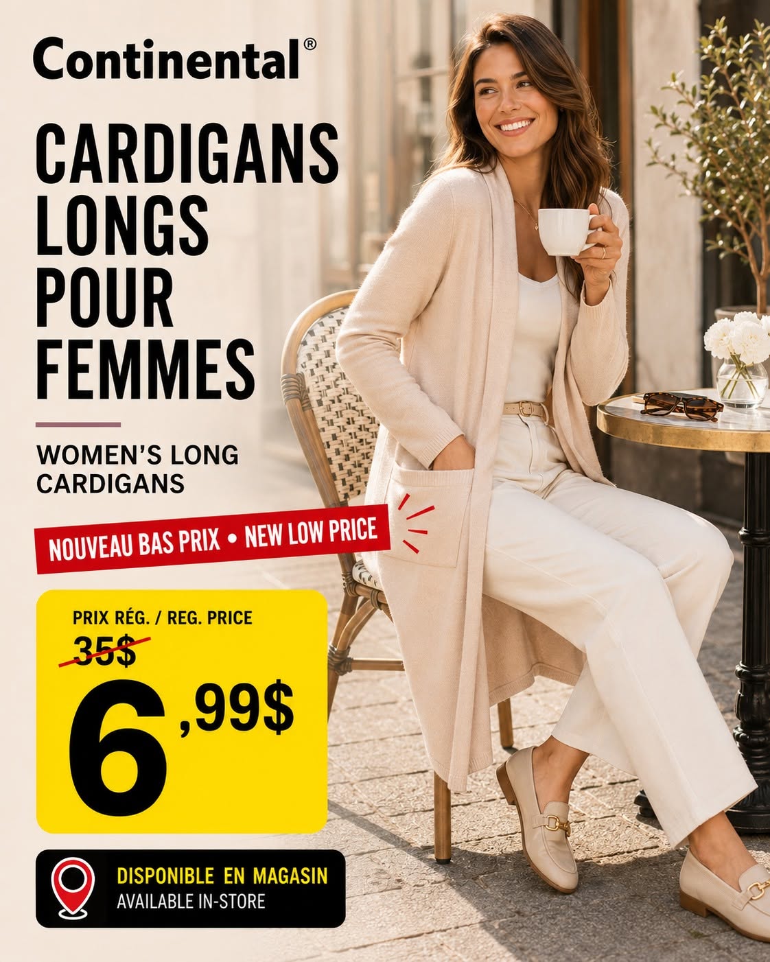 Troisième modèle de cardigan long pour femmes présenté par Continental
